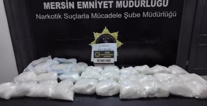 Mersin’de Uyuşturucu Operasyonu: 31 Kilo 550 Gram Metamfetamin Ele Geçirildi