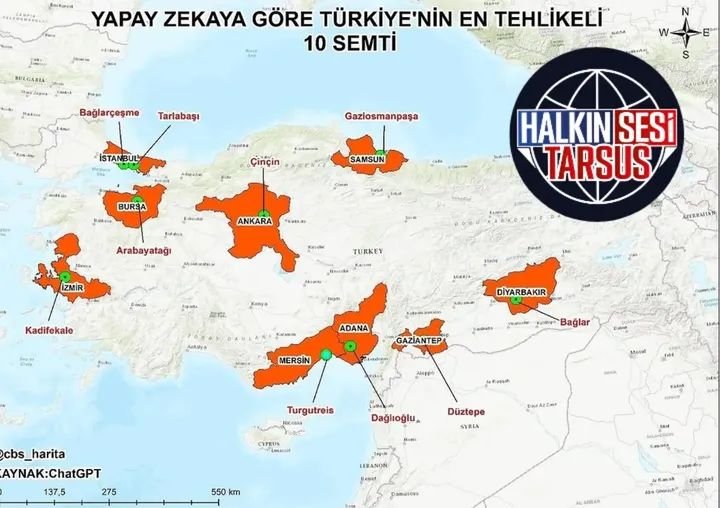 Türkiye’nin En Tehlikeli 10 Semti Açıklandı (Yapay Zekâ Tahminine Göre)
