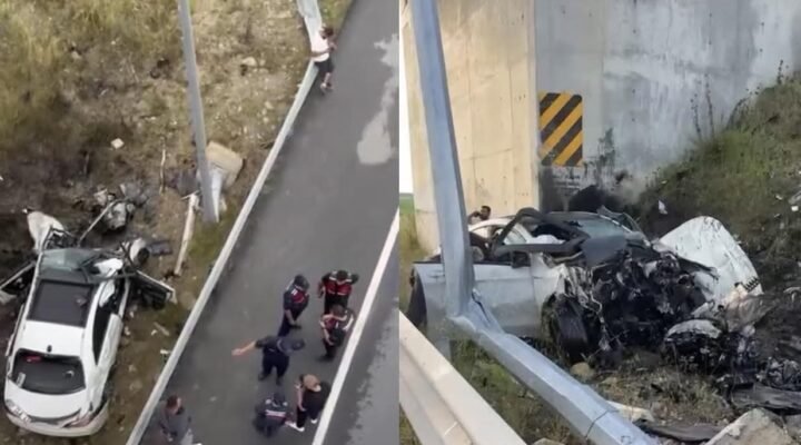 Otomobil direğe çarptı: 1 ölü, 1 yaralı